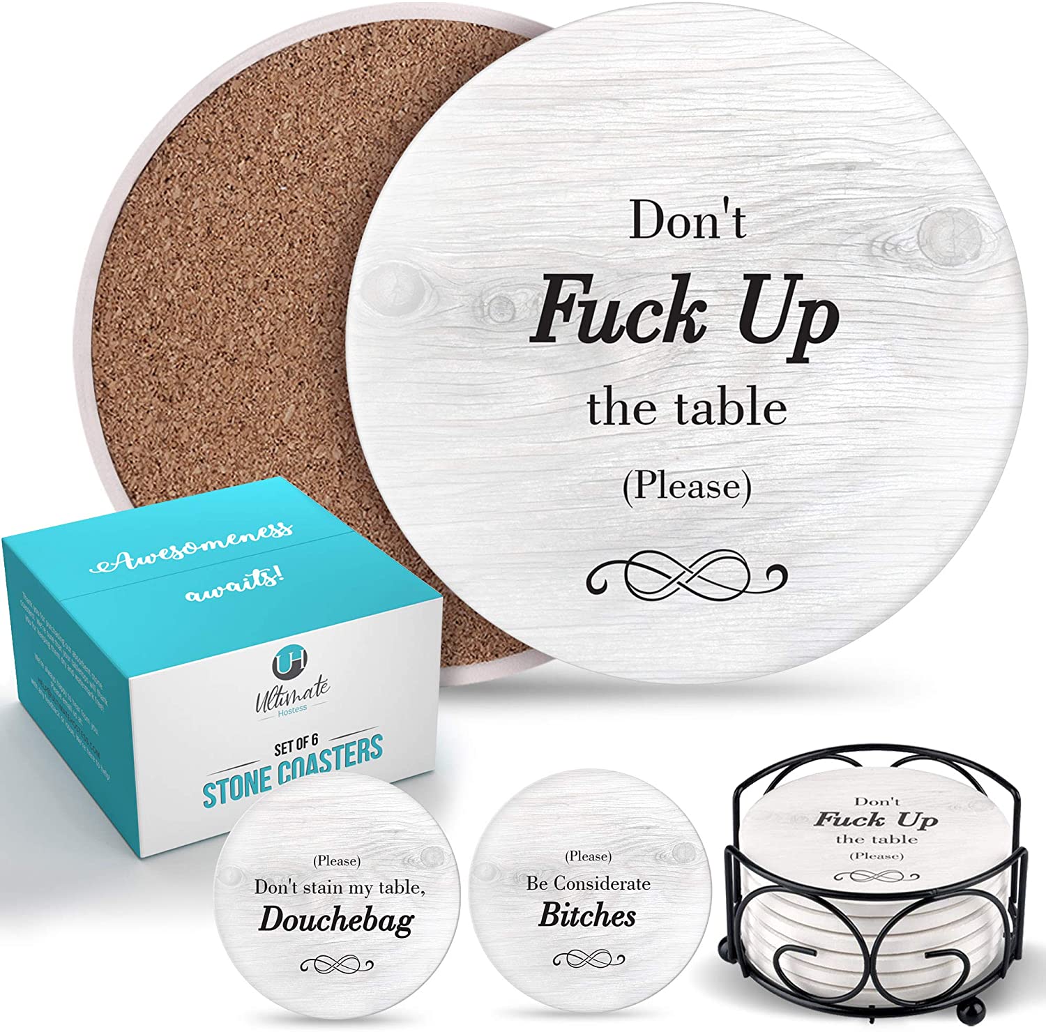 Funny Coasters for Drinks with Holder - Like Want Have